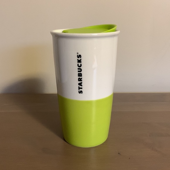 Starbucks “Dot Collection” Half Full Green and White Ceramic To Go Mug - Picture 4 of 8
